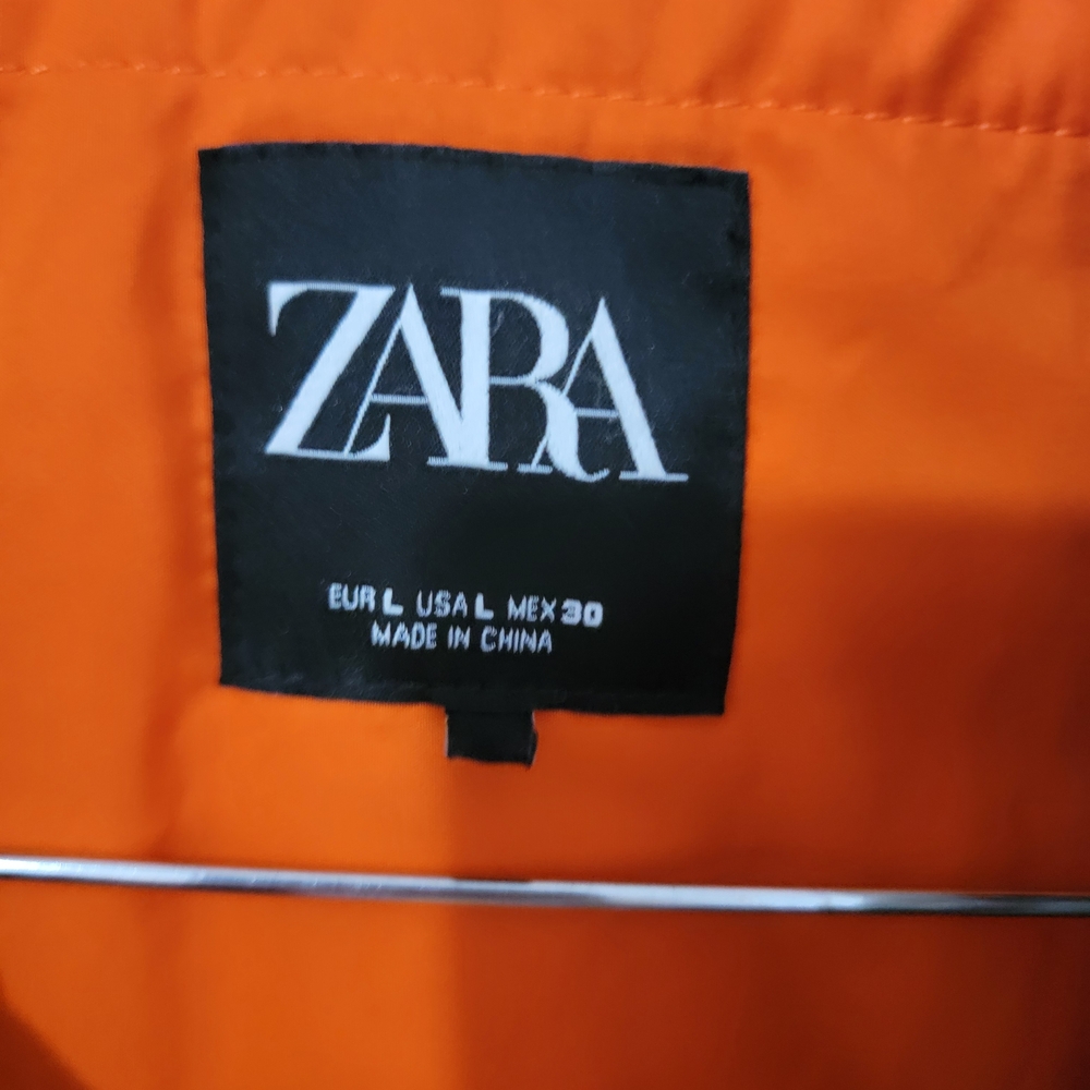 ZARA Cropped Camo Bomber Jacket - Green/Tan/Black with Orange Lining - Picture 5 of 5